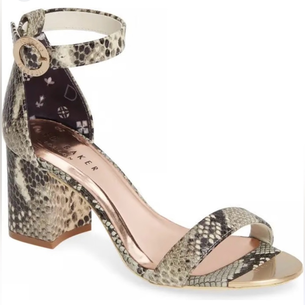 Ted Baker Embossed Snake Skin Block Heels